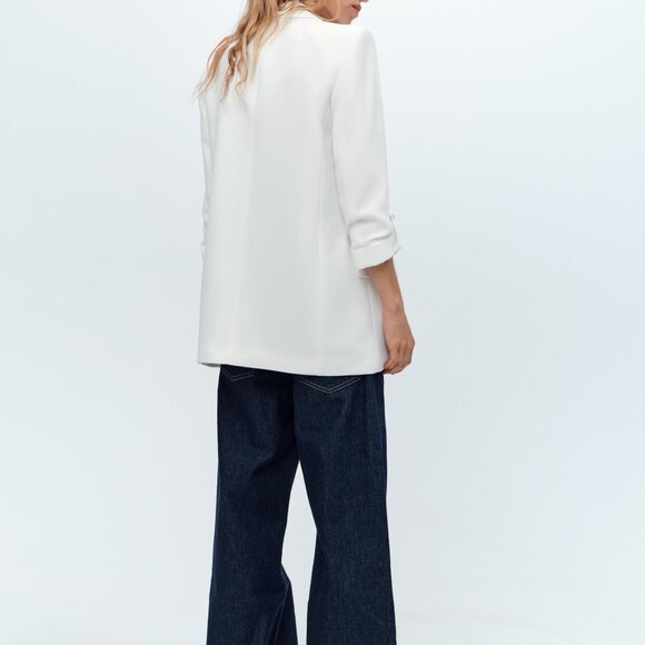 NWT: ZARA WHITE BLAZER WITH TURN-UP CUFFS - Picture 4 of 11